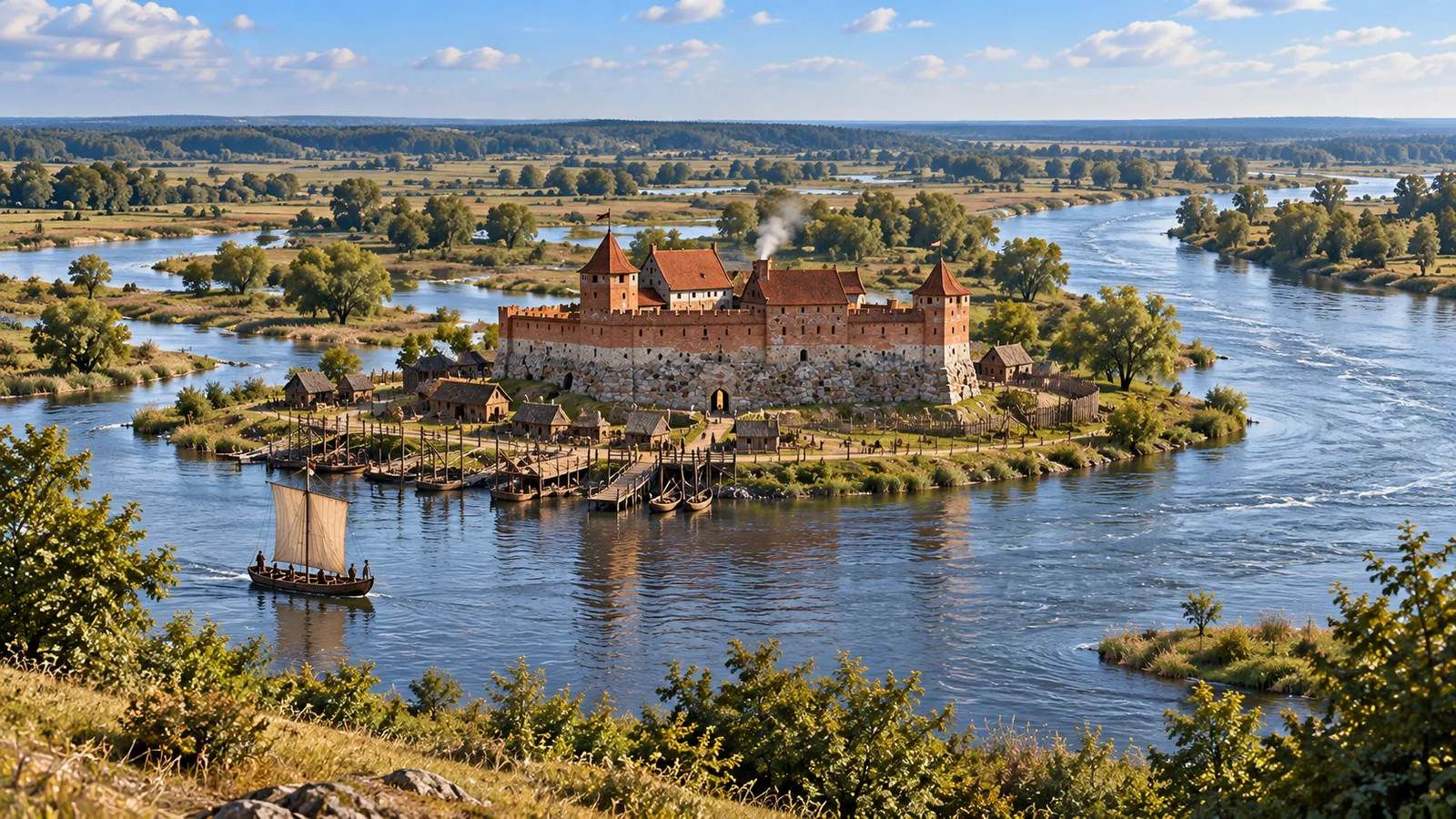 Ansicht der Festung um 1400 von der „Bastei“ (KI-generiert)